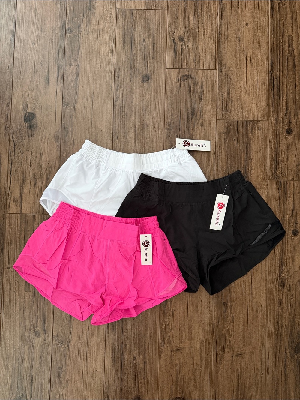 Women's Athletic Shorts — Hot Pink, Black, White (3-Pack)